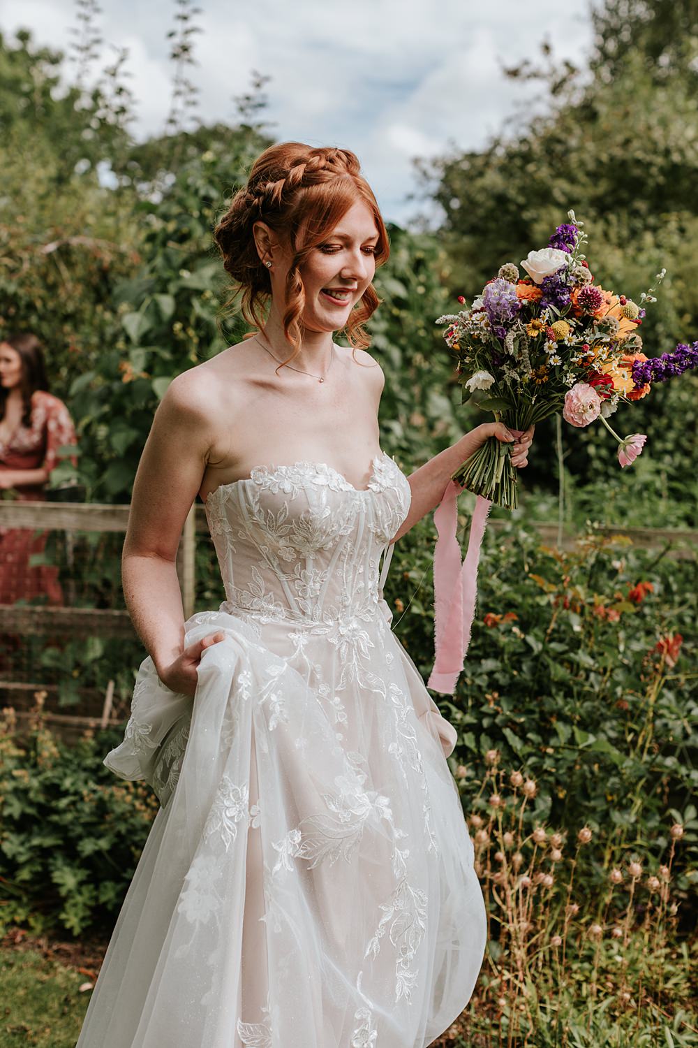 Dress Gown Madi Lane Bridal Lace Tulle Yorkshire Village Hall Wedding Maddie Farris Photography