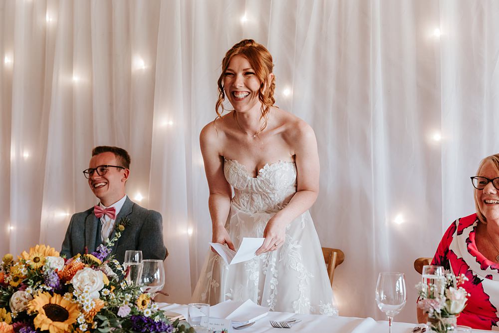 Bride Speech Yorkshire Village Hall Wedding Maddie Farris Photography