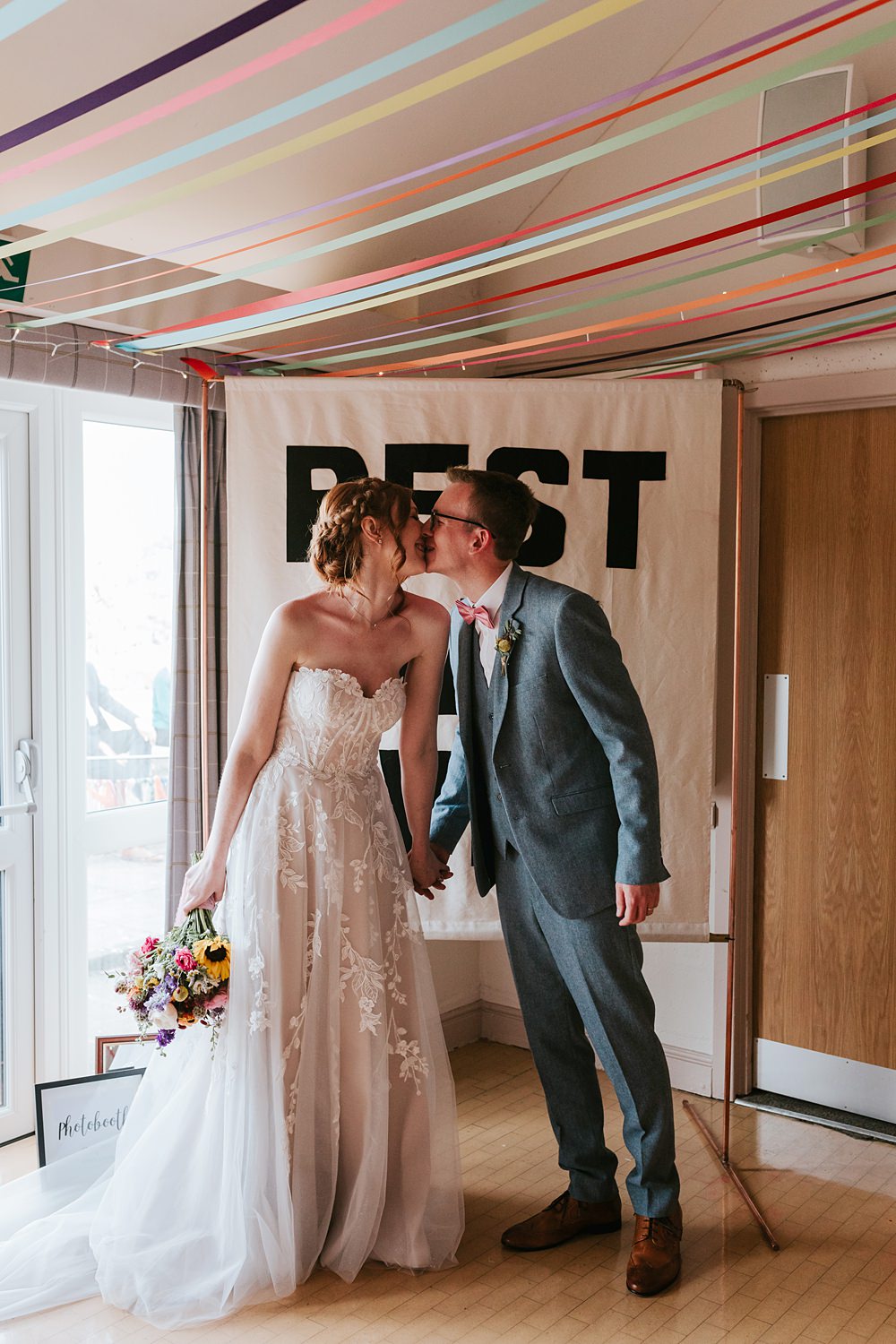 Best Day Ever Sign Banner Yorkshire Village Hall Wedding Maddie Farris Photography