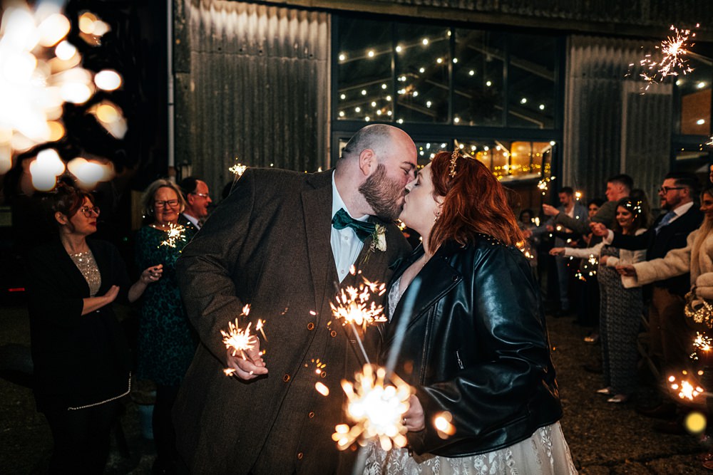 Sparklers Send Off Autumn Harvest Wedding Three Flowers Photography