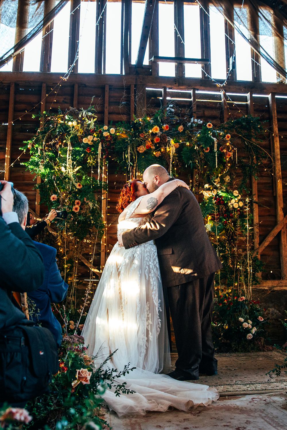 Flower Arch Backdrop Ceremony Autumn Harvest Wedding Three Flowers Photography