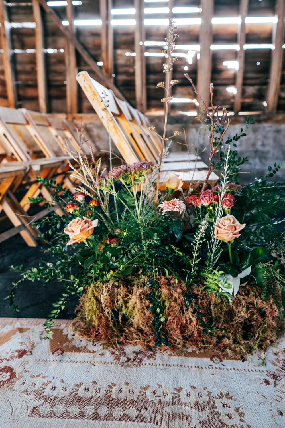 Flowers Wild Natural Pew End Aisle Meadow Autumn Harvest Wedding Three Flowers Photography