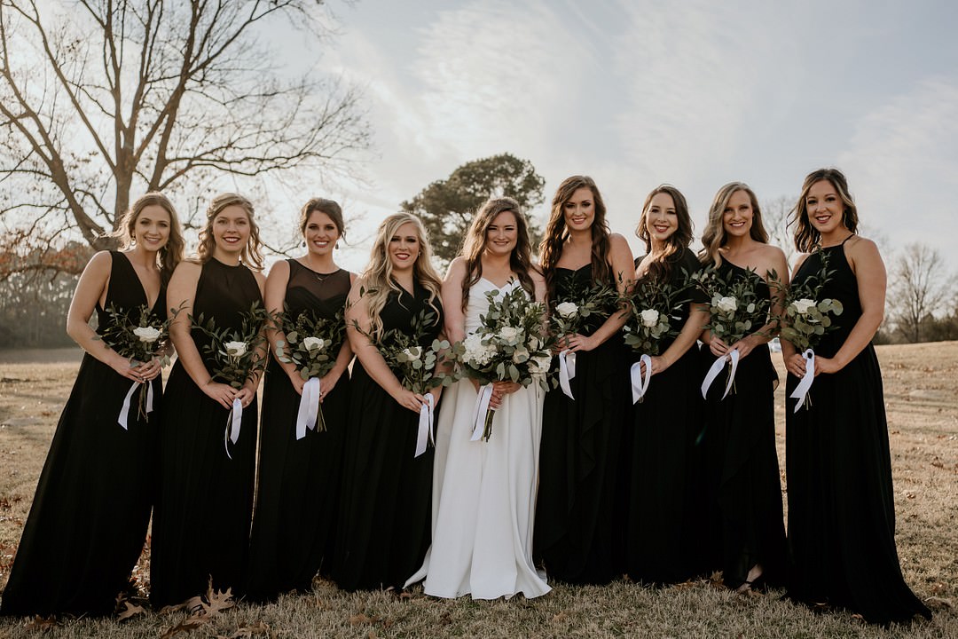 Black Mismatched Bridesmaid Dresses Monisa J. Photography