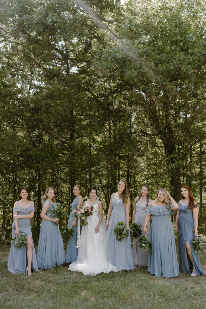 Blue Mismatched Bridesmaid Dresses Taylor English Photography