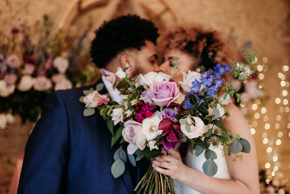 Bouquet Flowers Bridal Rose Blue Purple Gold Wedding Ideas Sarah J Scott Photography