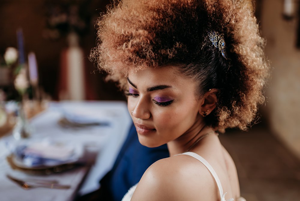 Bridal Makeup Blue Purple Gold Wedding Ideas Sarah J Scott Photography