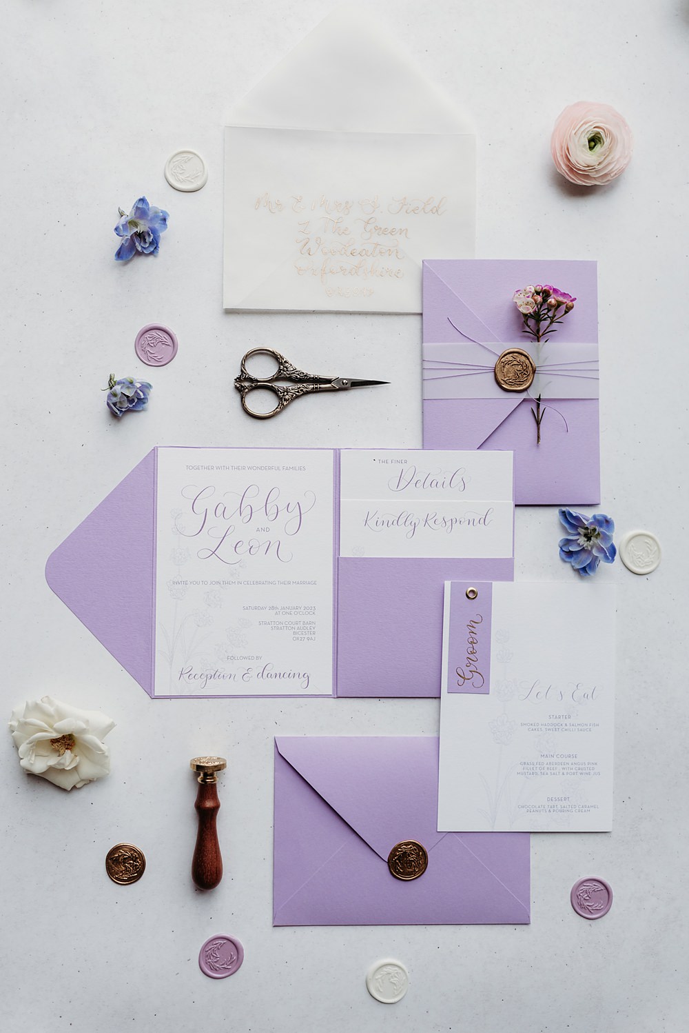 Stationery Invitations Blue Purple Gold Wedding Ideas Sarah J Scott Photography