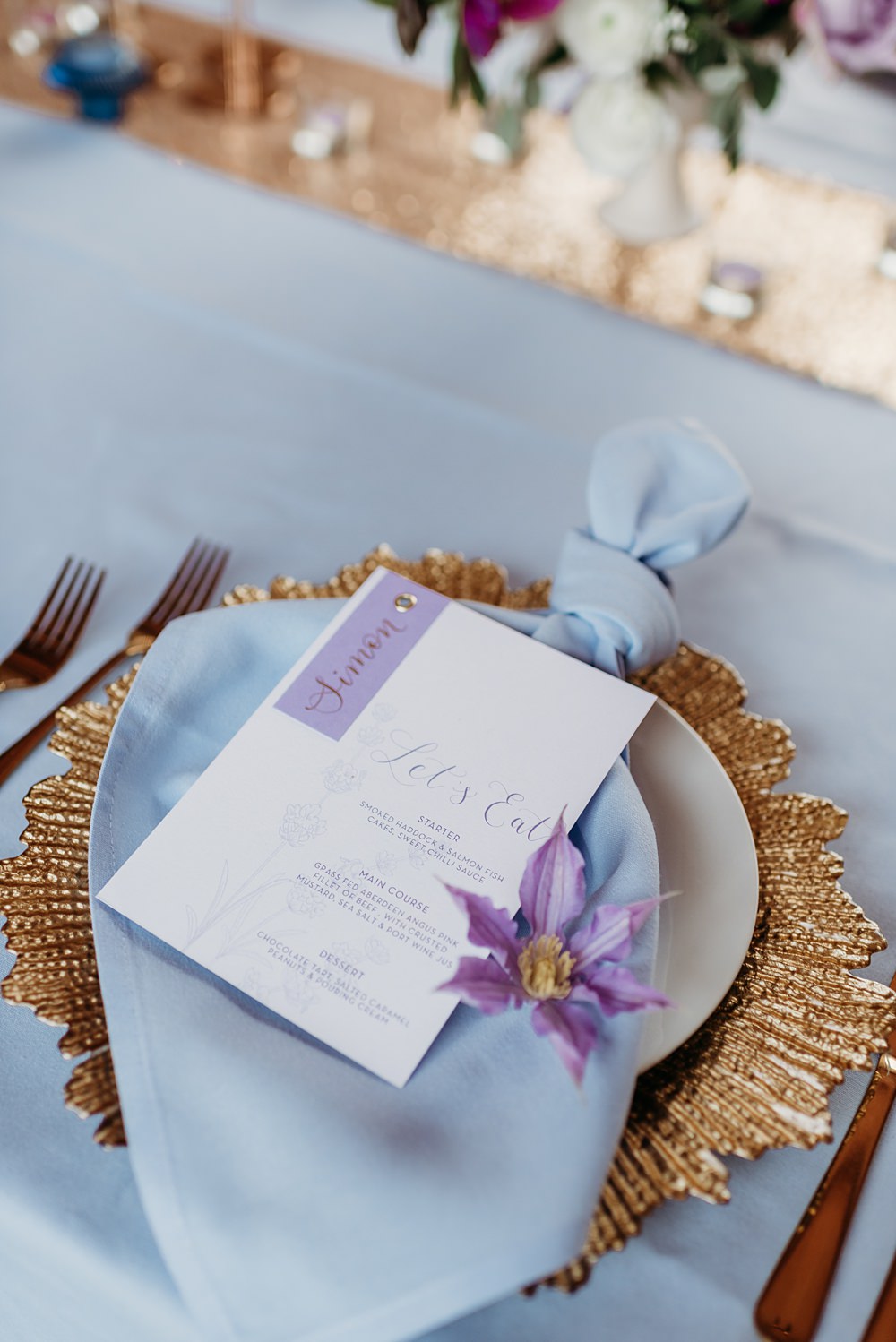 Super Beautiful Blue Purple \u0026 Gold Wedding Ideas, image size:1000x1498