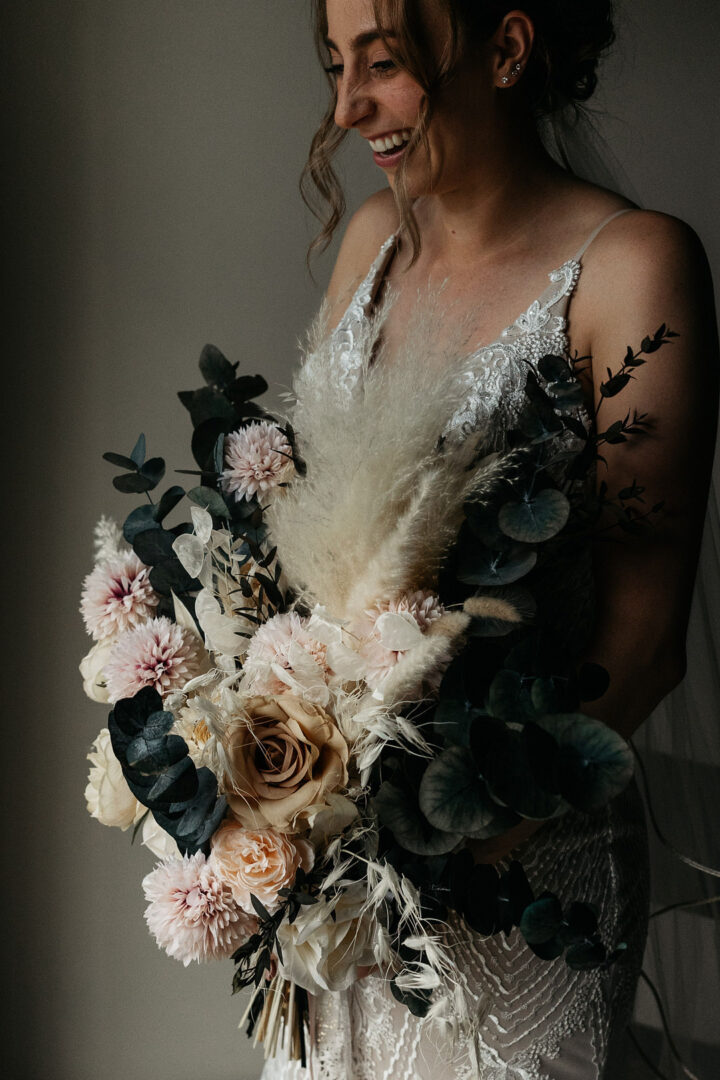 Boho Wedding Bouquet Eucalyptus Two Cheeks Studio