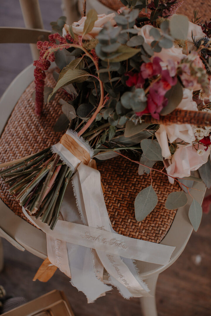 Boho Wedding Bouquets Personalised Ribbon Helen Rose Photography