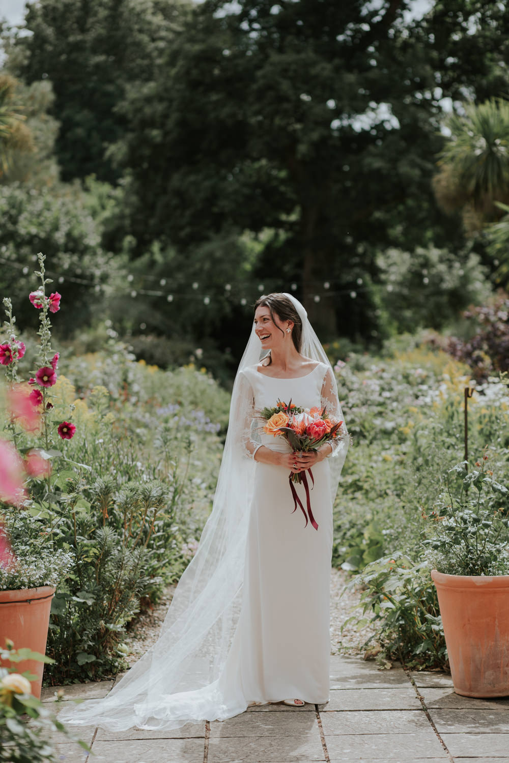 Dress Gown Lace Long Sleeves Bride Louise Selby Clear Roof Marquee Wedding Grace Pham Photography