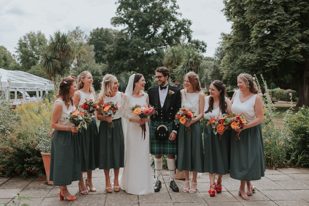 Bridesmaid Green Skirts White Tops Clear Roof Marquee Wedding Grace Pham Photography