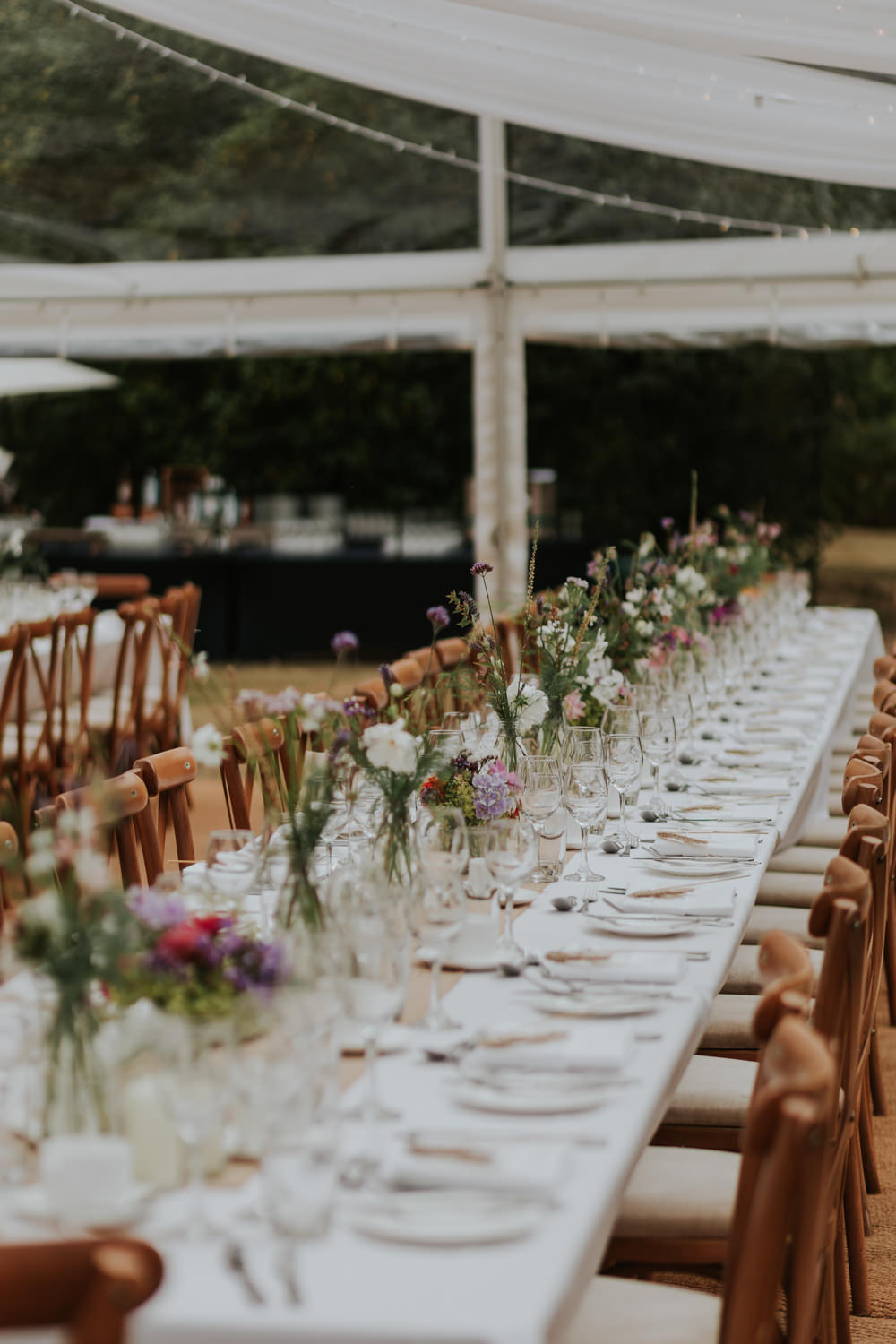 Long Table Hessian Runner Flowers Decor Clear Roof Marquee Wedding Grace Pham Photography