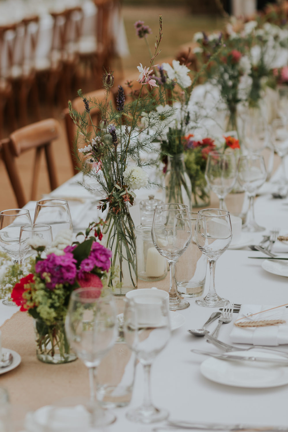 Long Table Hessian Runner Flowers Decor Clear Roof Marquee Wedding Grace Pham Photography