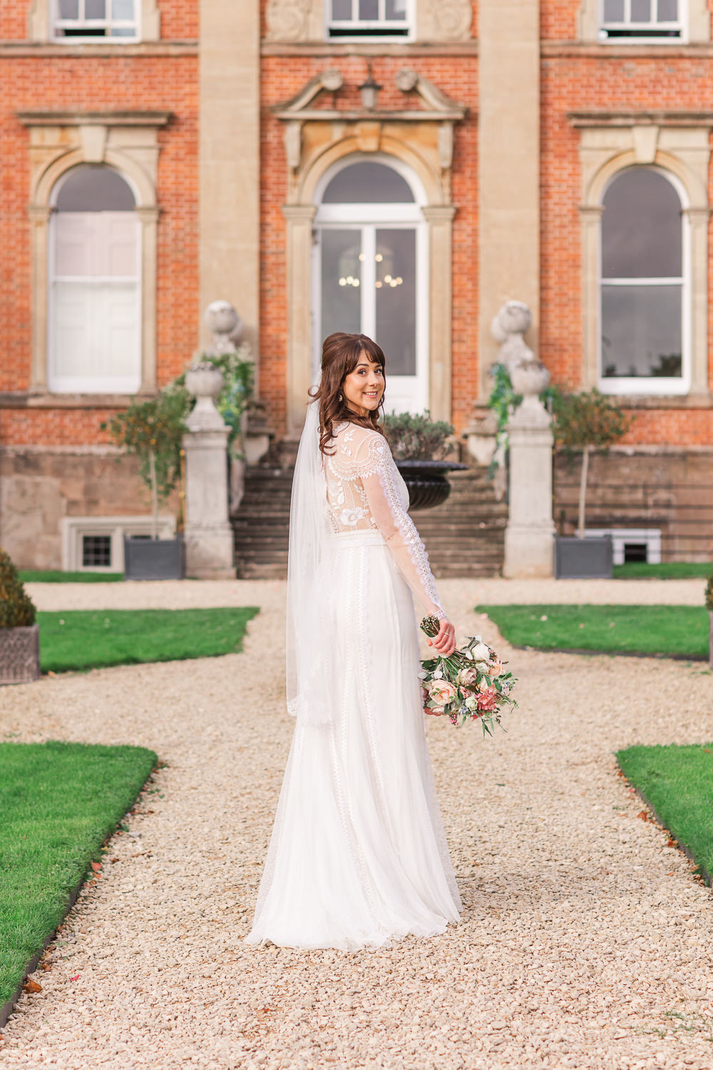 Long Sleeve Dress Sheer Temperley Bridal Crowcombe Court Wedding James and Kerrie Photography