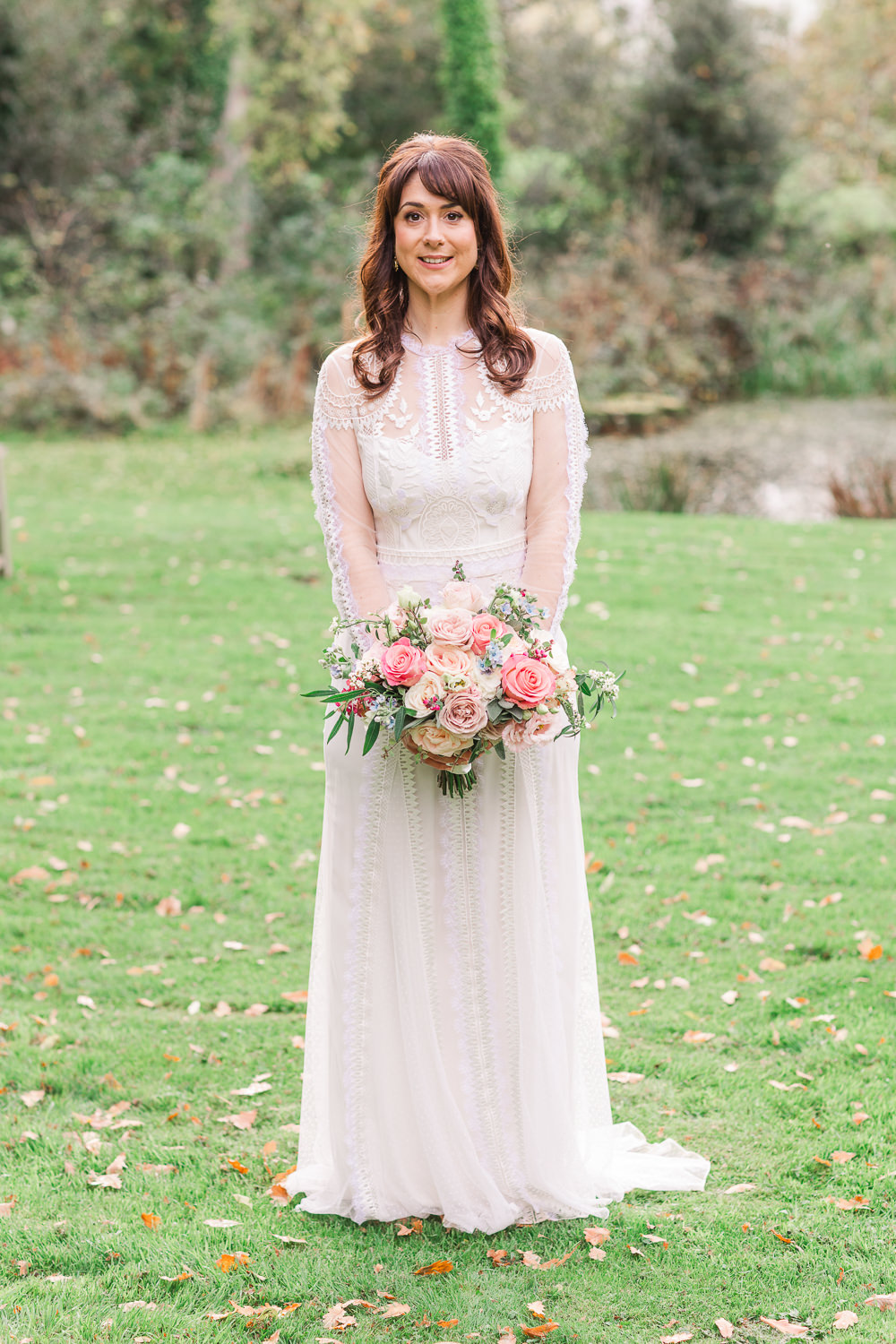 Long Sleeve Dress Sheer Temperley Bridal Crowcombe Court Wedding James and Kerrie Photography