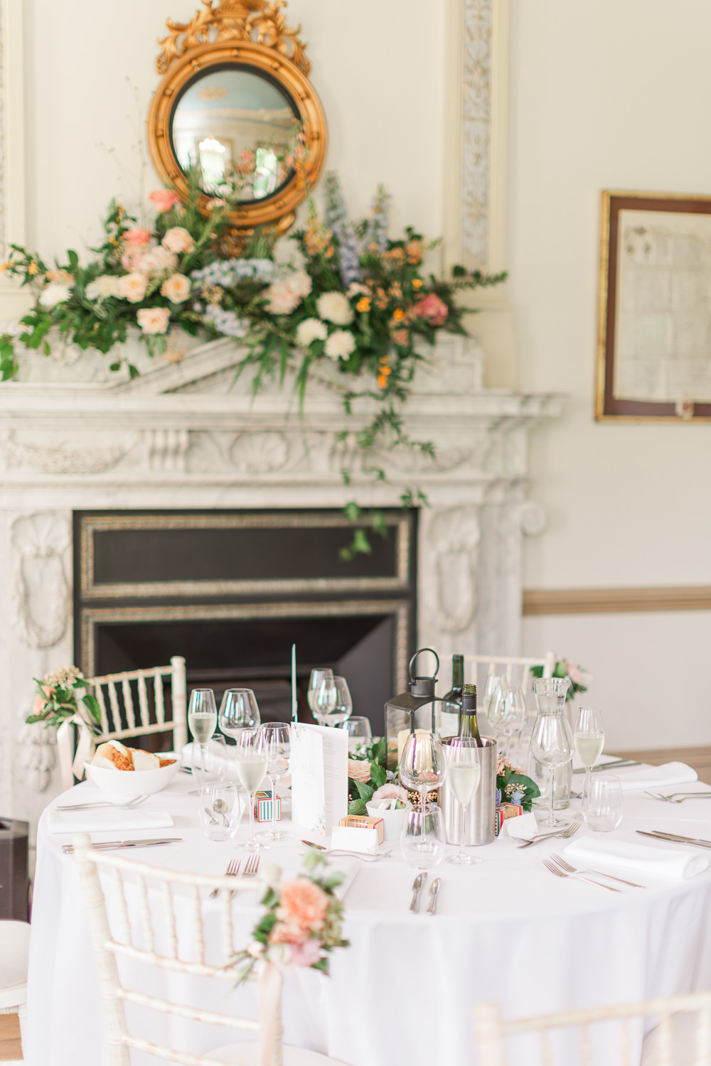 Round Table Decor Crowcombe Court Wedding James and Kerrie Photography