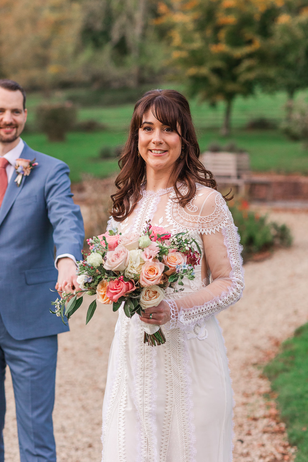 Bouquet Flowers Bride Pink Crowcombe Court Wedding James and Kerrie Photography