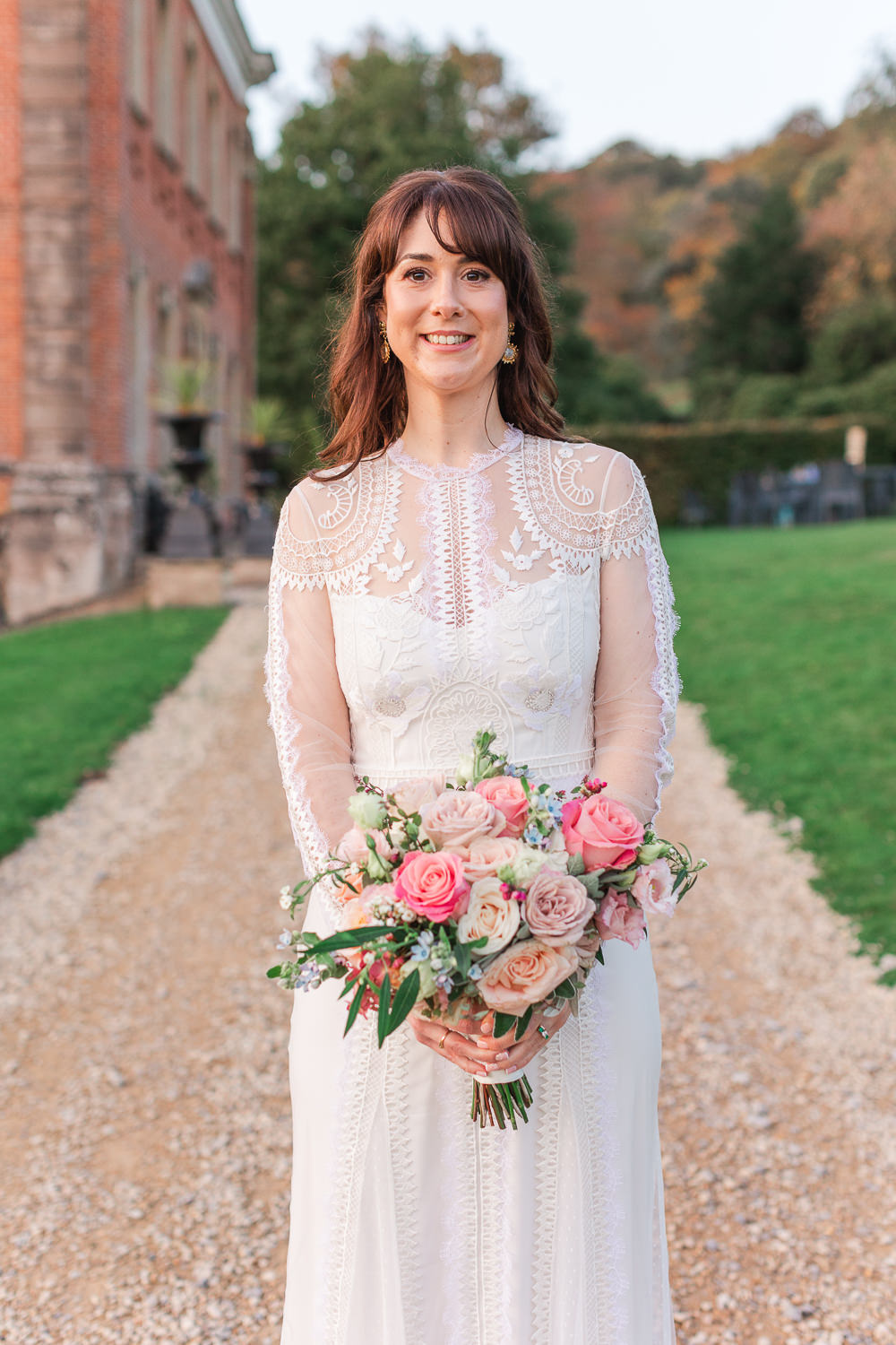 Long Sleeve Dress Sheer Temperley Bridal Crowcombe Court Wedding James and Kerrie Photography