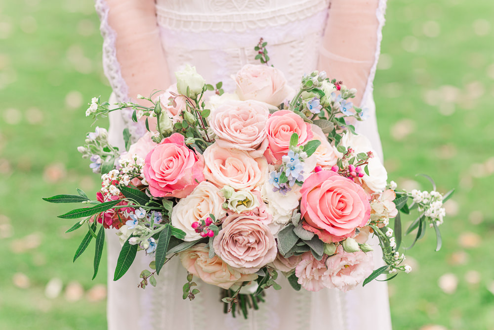 Bouquet Flowers Bride Pink Crowcombe Court Wedding James and Kerrie Photography
