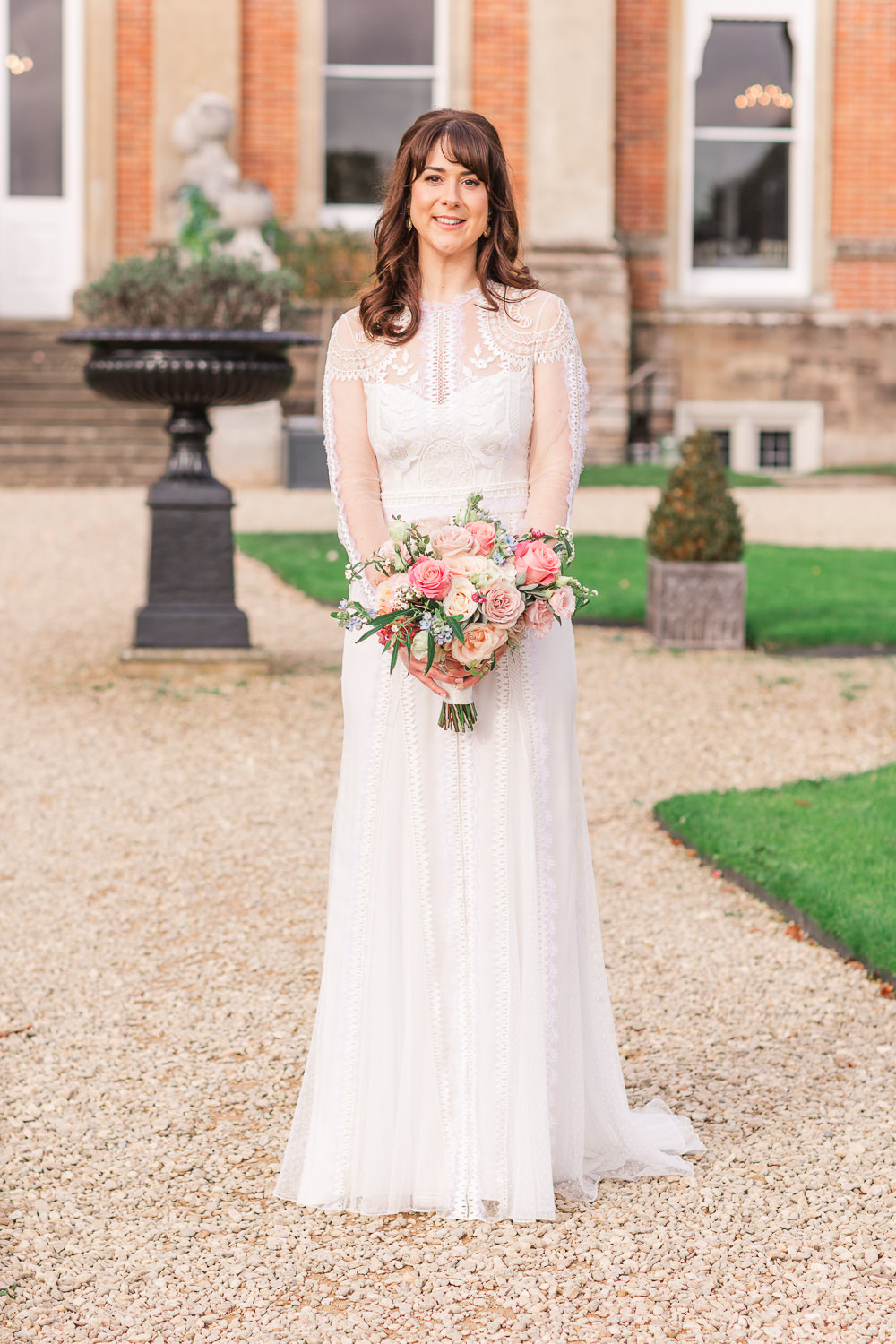 Long Sleeve Dress Sheer Temperley Bridal Long Sleeve Dress Sheer Temperley Bridal Crowcombe Court Wedding James and Kerrie Photography