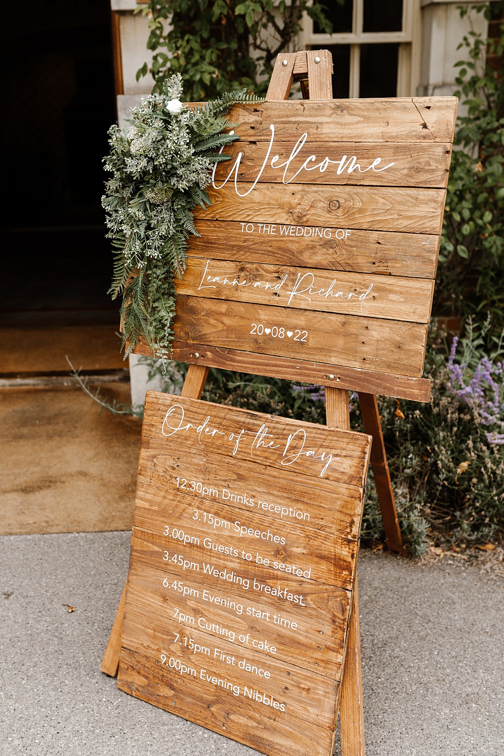 Lainston House Wedding Chloe Caldwell Photography Wooden Welcome Sign Pallet
