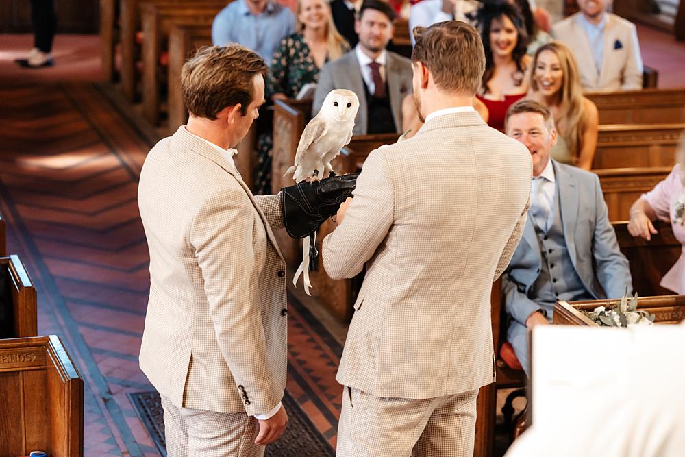 Owl Ring Bearer Lainston House Wedding Chloe Caldwell Photography