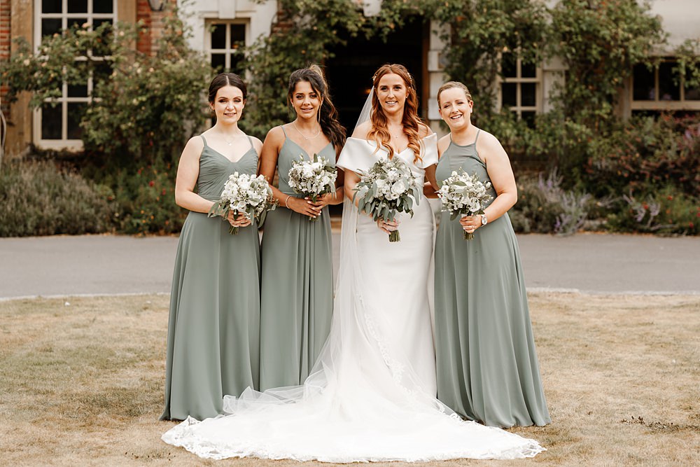 Sage Green Bridesmaid Dresses Lainston House Wedding Chloe Caldwell Photography