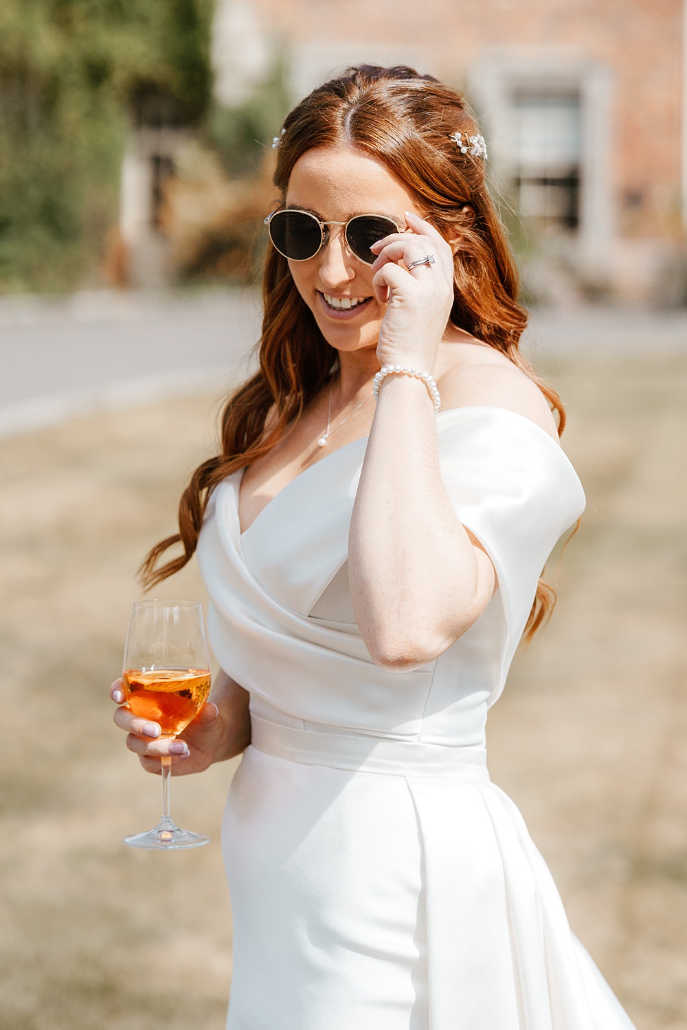 Sunglasses Bride Lainston House Wedding Chloe Caldwell Photography