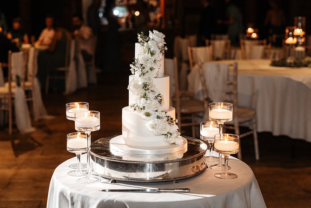 Cake Table Tea Light Candles Lainston House Wedding Chloe Caldwell Photography