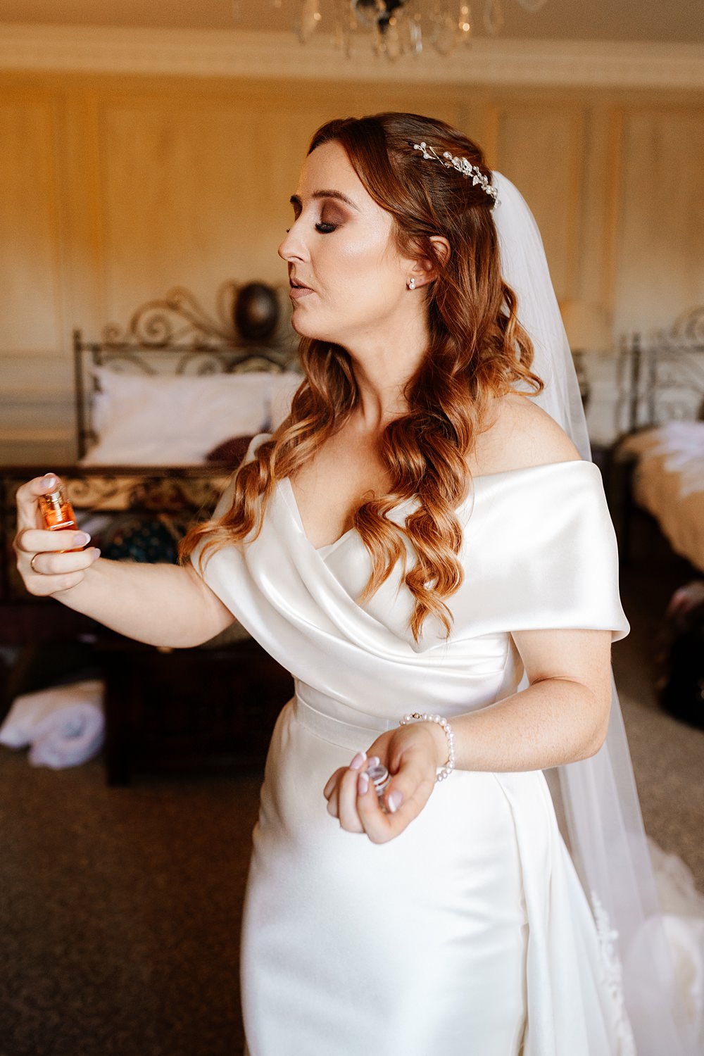 Bride Perfume Lainston House Wedding Chloe Caldwell Photography
