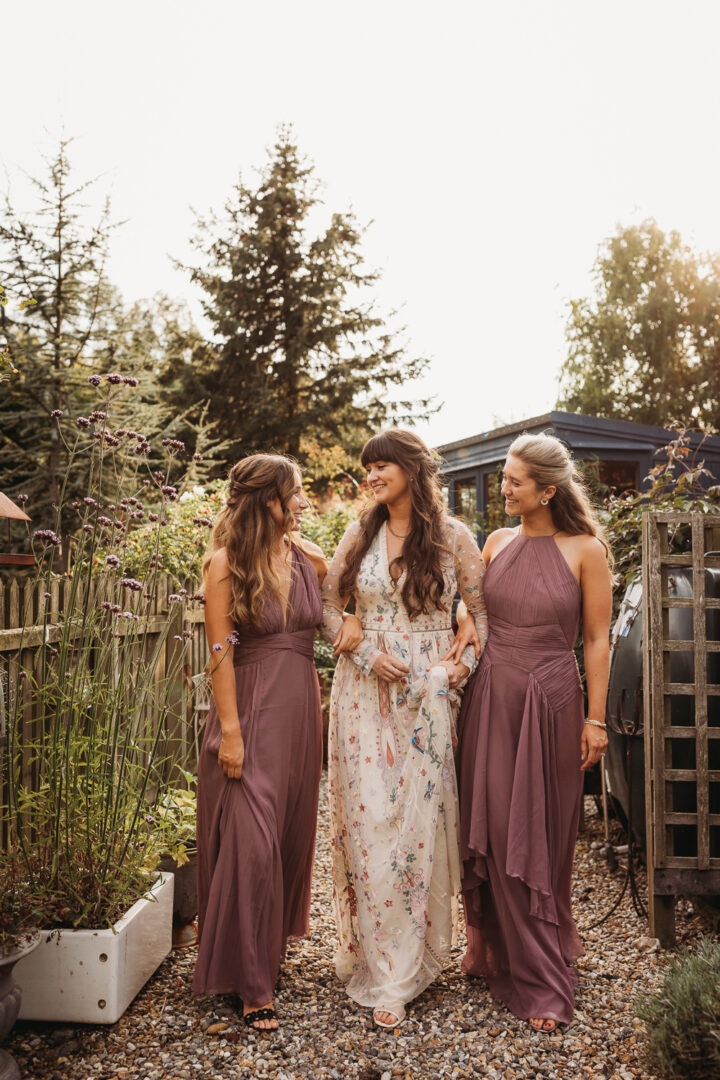 Long Dusky Pink Mismatched Bridesmaid Dresses Thyme Lane Photography