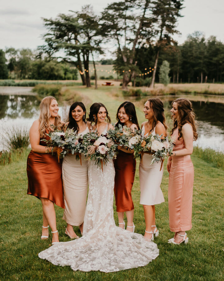 Mismatched Bridesmaid Dress Ideas Rust Pink Silk Jonny Gouldstone Photography