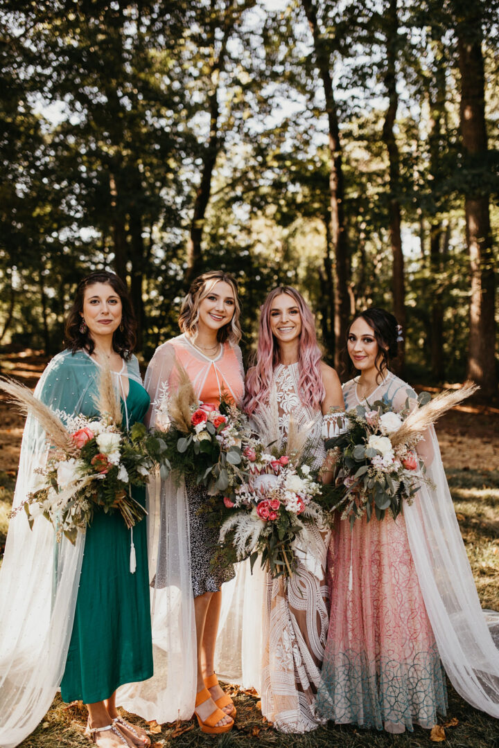 Mismatched Bridesmaid Dresses Capes A&M Photography