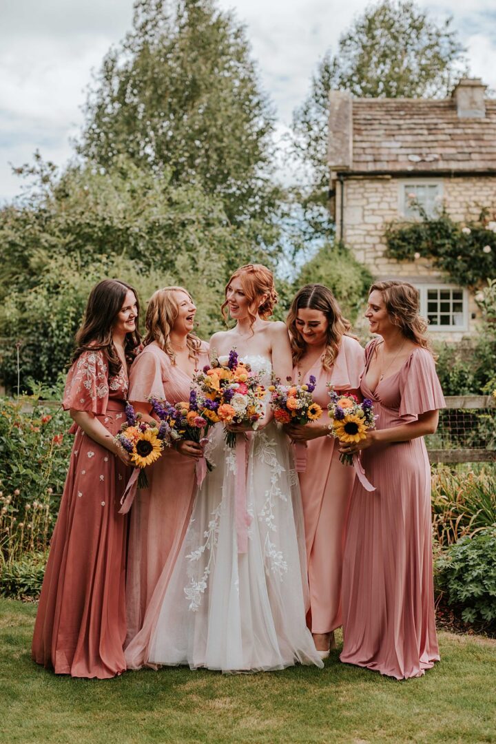 Mismatched Bridesmaid Dresses Dusky Pink Maddie Farris Photography