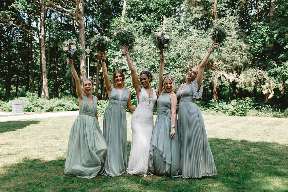 Mismatched Style Bridesmaid Dresses Green Louise Barry Photographer