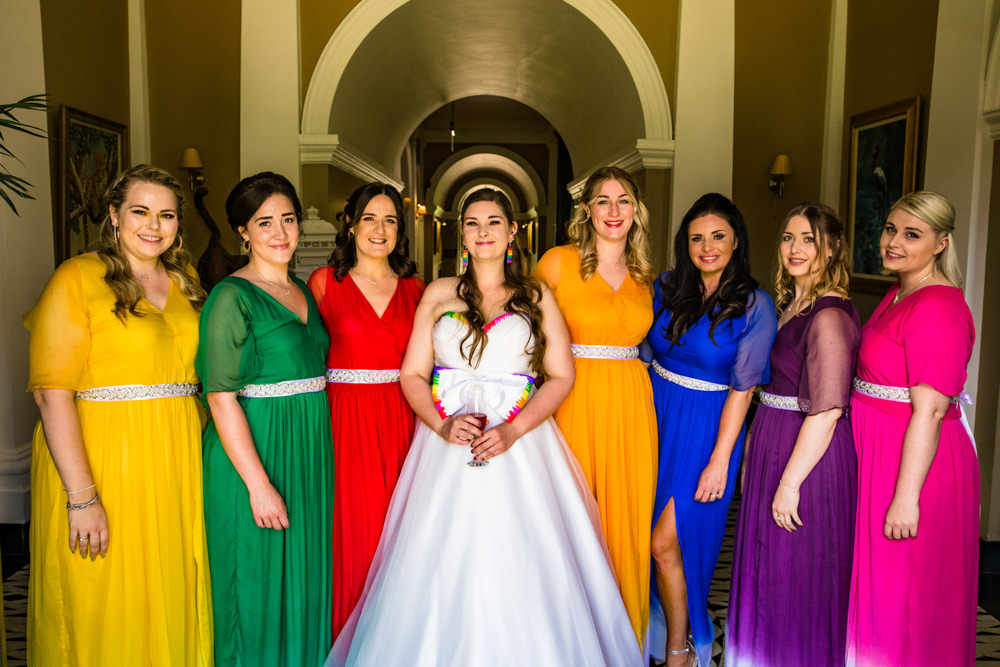 Mismtached Bridesmaid Dresses Rainbow Hues Jonny Barratt Photography