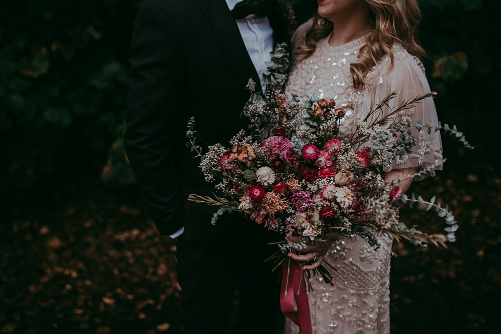 Bouquet Flowers Bridal Red Dried Oran Mor Wedding Pocket Square Photography