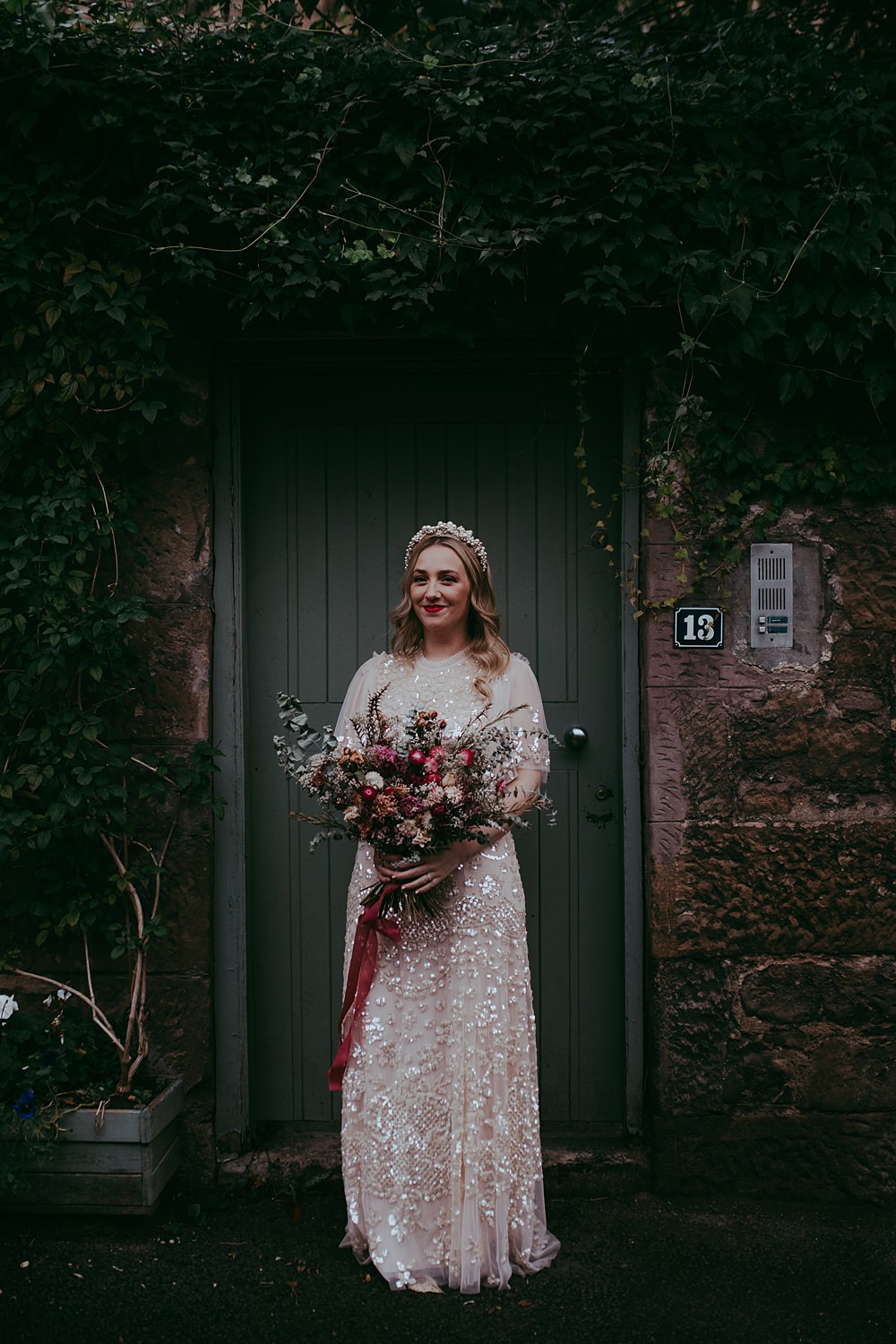 Sequin Dress Gown Bride Needle & Thread Oran Mor Wedding Pocket Square Photography