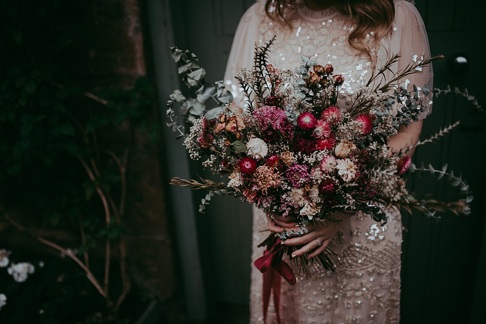 Bouquet Flowers Bridal Red Dried Oran Mor Wedding Pocket Square Photography