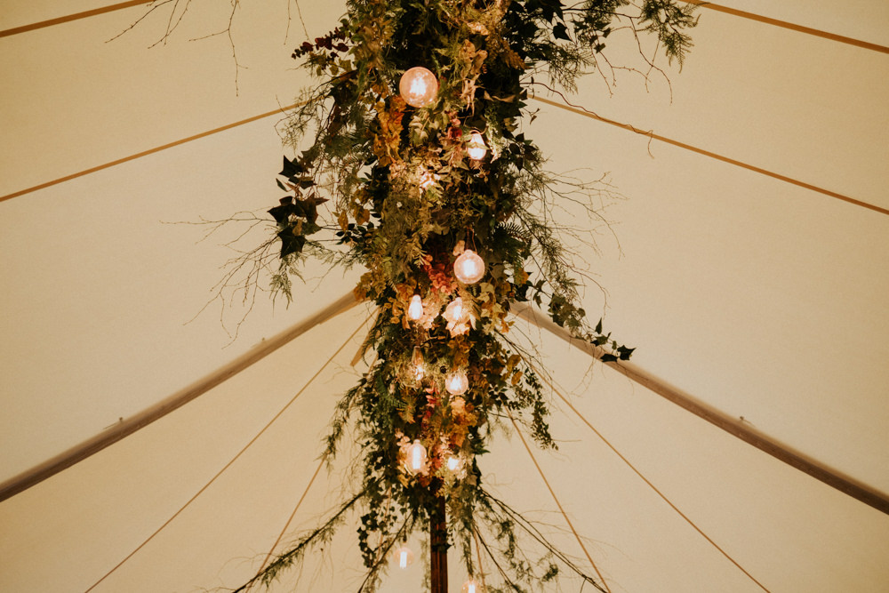 Marquee Tent Greenery Decor Edison Lights Small Woodland Wedding Joanna Nicole Photography