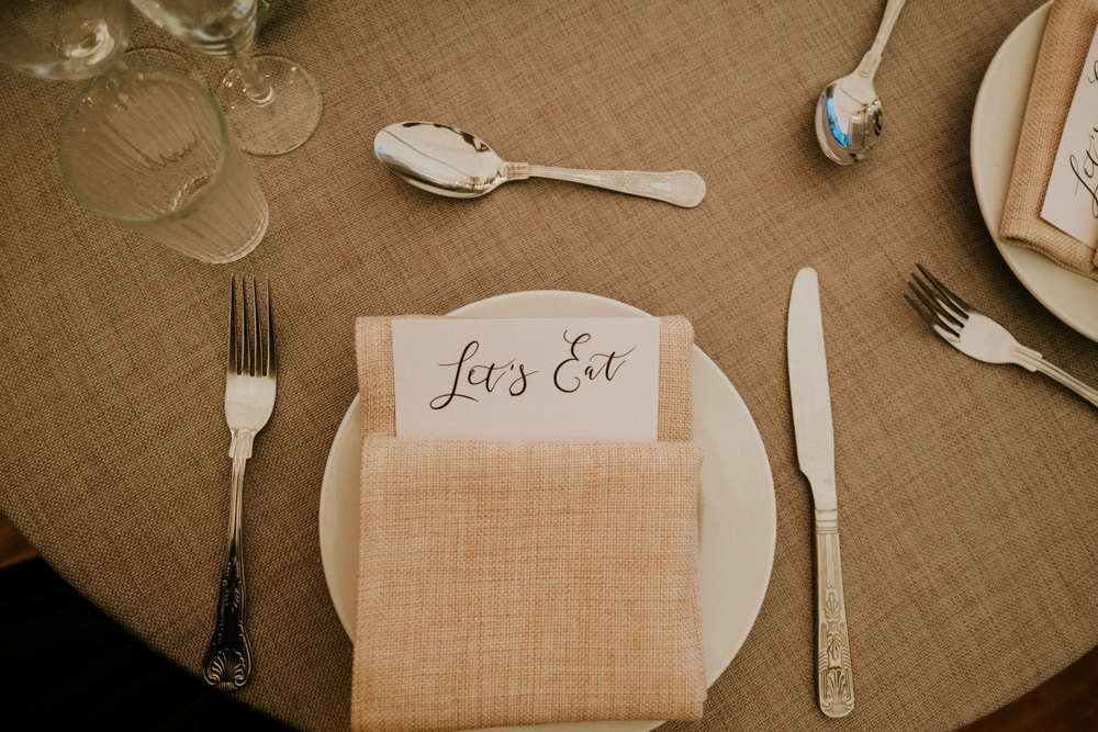 Hessian Napkin Pocket Place Setting Small Woodland Wedding Joanna Nicole Photography