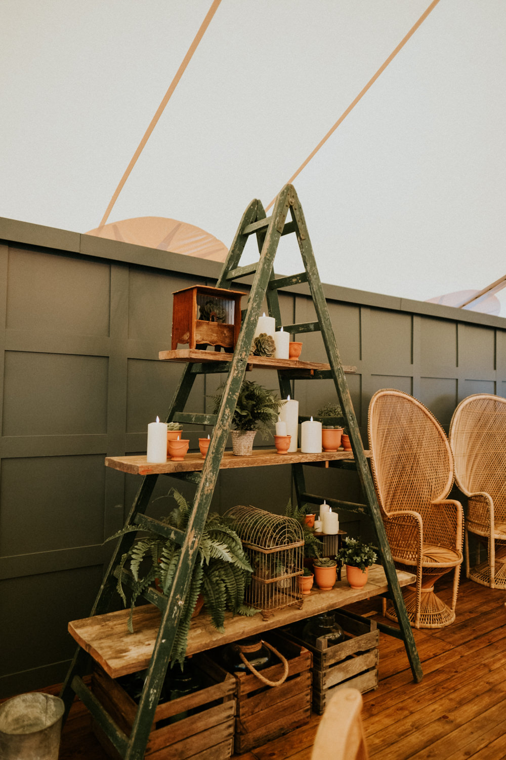 Wooden Ladder Shelf Decor Small Woodland Wedding Joanna Nicole Photography