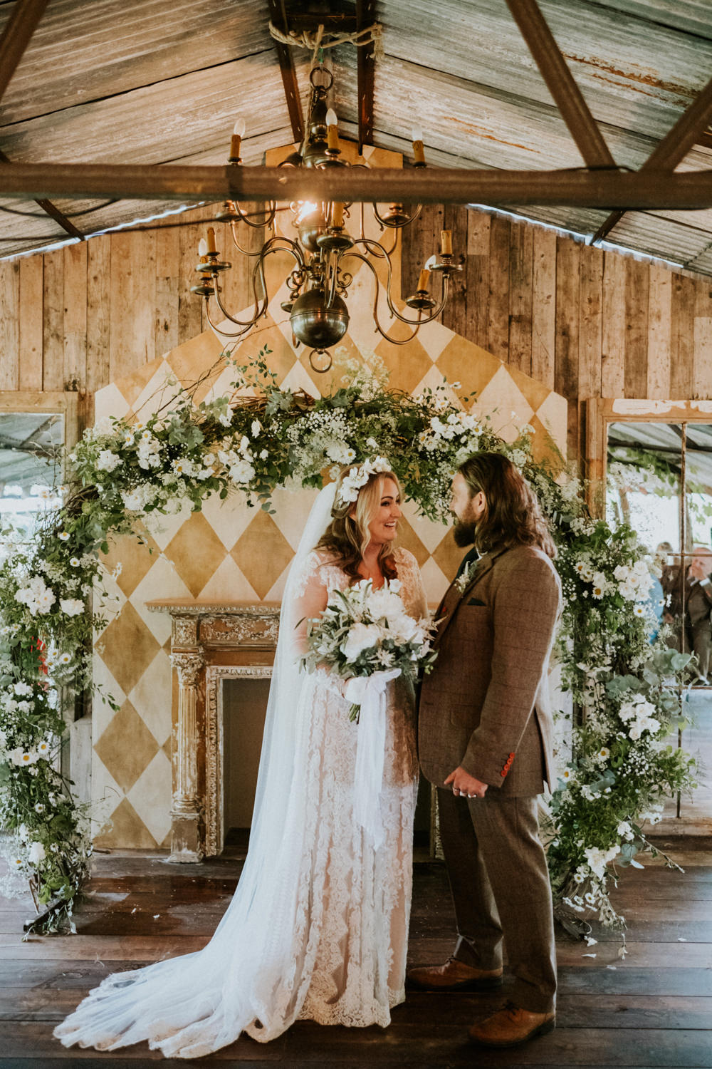 Greenery White Flower Hoop Backdrop Small Woodland Wedding Joanna Nicole Photography