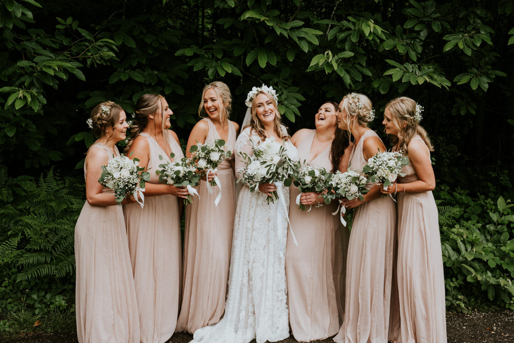 Pale Pink Long Bridesmaid Dresses Small Woodland Wedding Joanna Nicole Photography