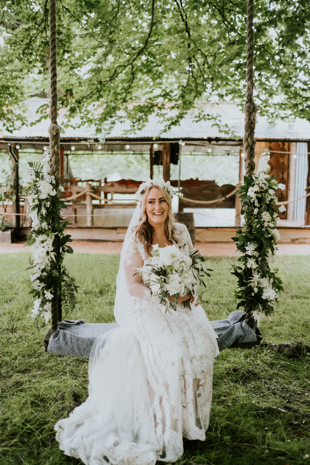 Dress Gown Lace Bridal Long Sleeves Veil Small Woodland Wedding Joanna Nicole Photography