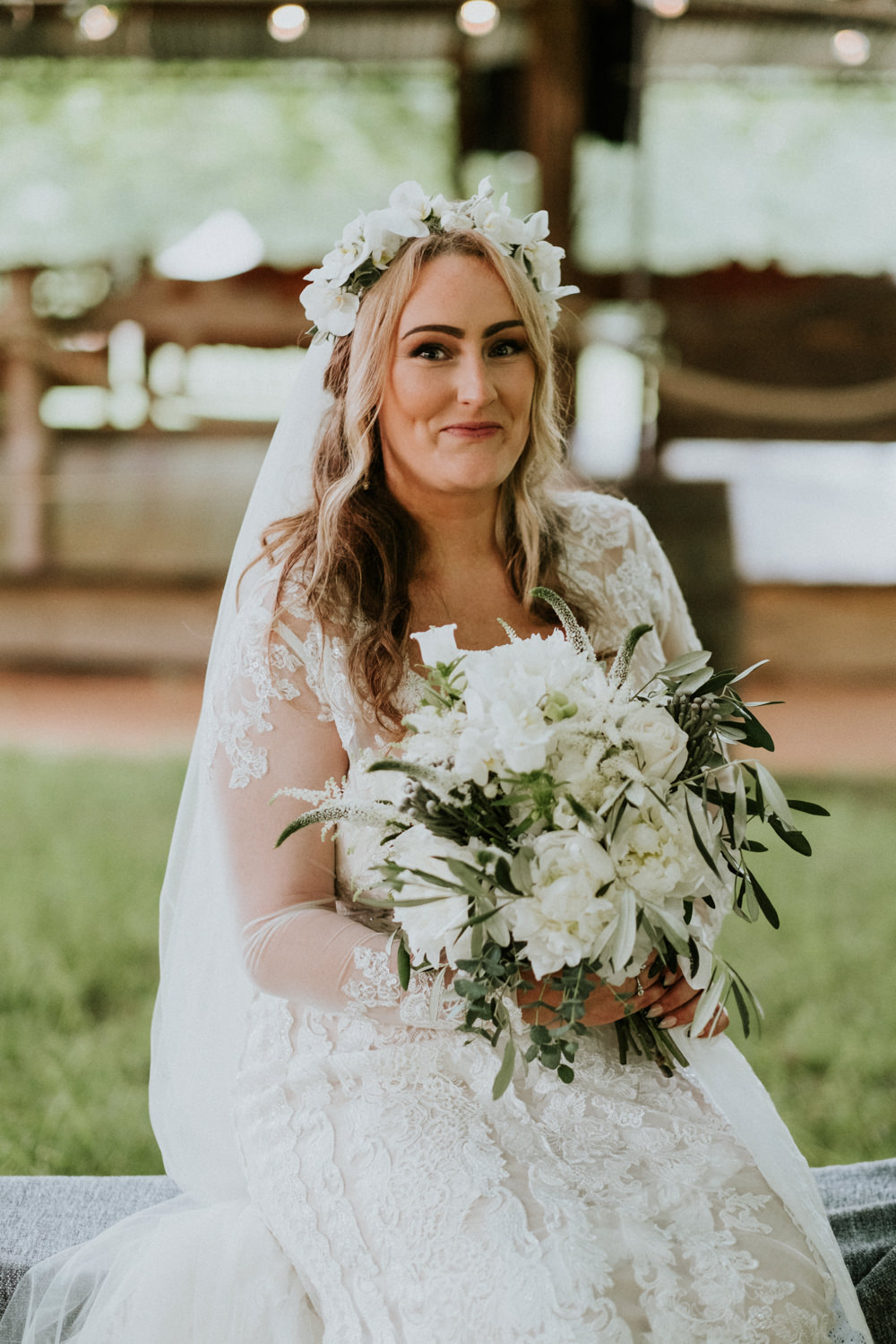 Bouquet Flowers Bridal White Peony Astilbe Small Woodland Wedding Joanna Nicole Photography
