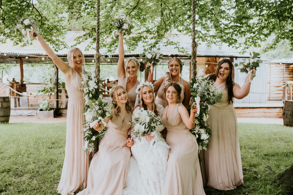 Pale Pink Long Bridesmaid Dresses Small Woodland Wedding Joanna Nicole Photography