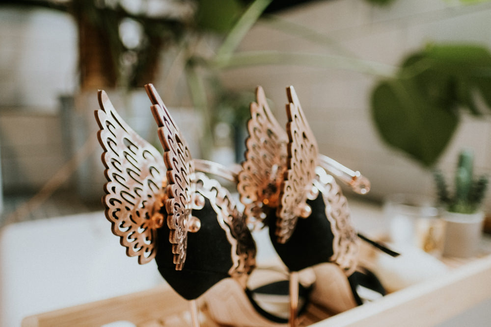 Shoes Bride Wings Small Woodland Wedding Joanna Nicole Photography