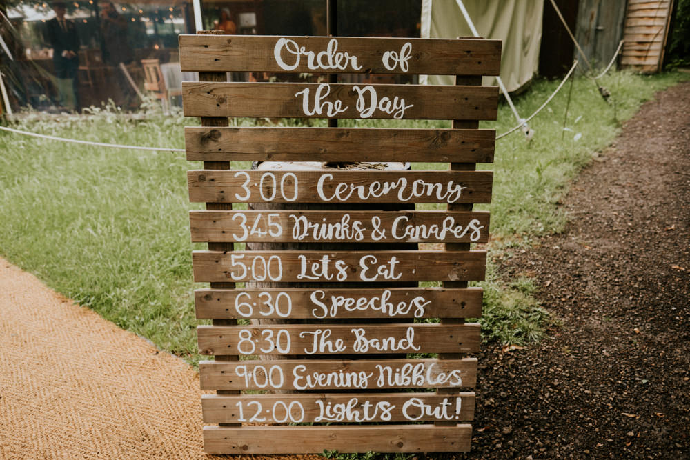 Wooden Pallet Sign Order Day Small Woodland Wedding Joanna Nicole Photography